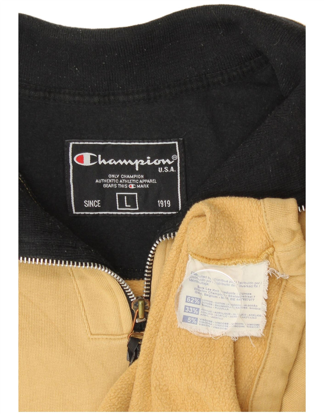 Męska bluza z zamkiem błyskawicznym CHAMPION, duża, beżowa, bawełniana