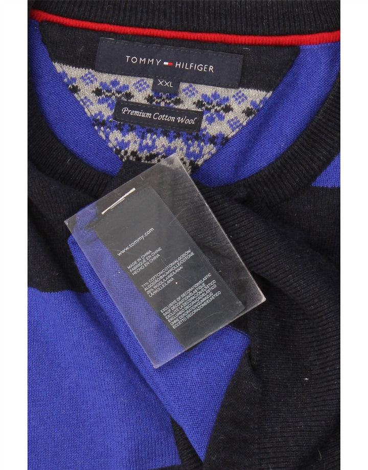 Męski sweter z okrągłym dekoltem TOMMY HILFIGER 2XL, bawełniany w czarne paski