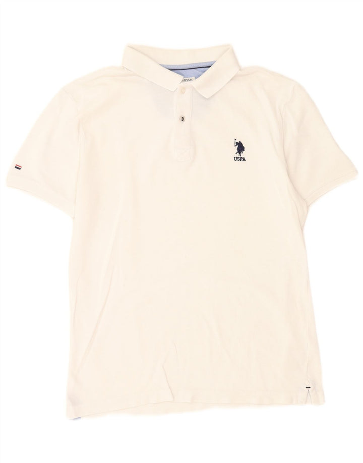 US Polo Assn. Męska koszulka polo Średnia biała bawełna
