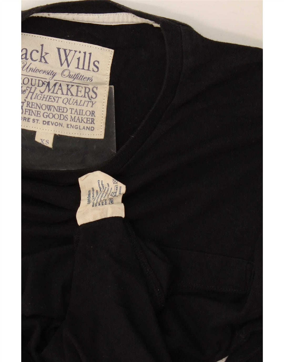 Jack Wills Męski top z długim rękawem XS, czarny, bawełniany