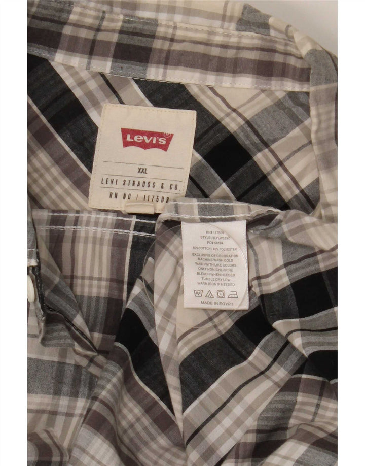 Koszula męska z krótkim rękawem Levi's 2XL, bawełniana, granatowa w kratkę