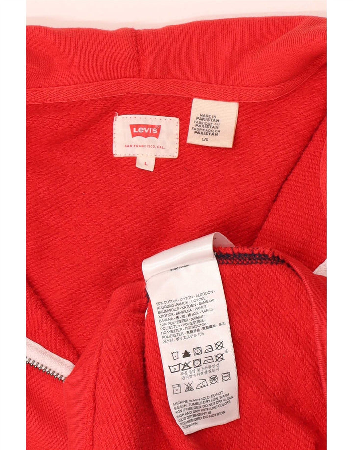 Męski sweter z kapturem i zamkiem błyskawicznym Levi's, duży, czerwony, bawełniany