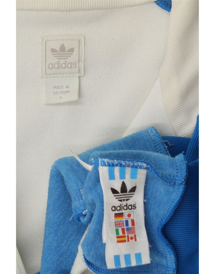 Męska bluza dresowa Adidas, duża, biała, poliestrowa z blokami kolorów