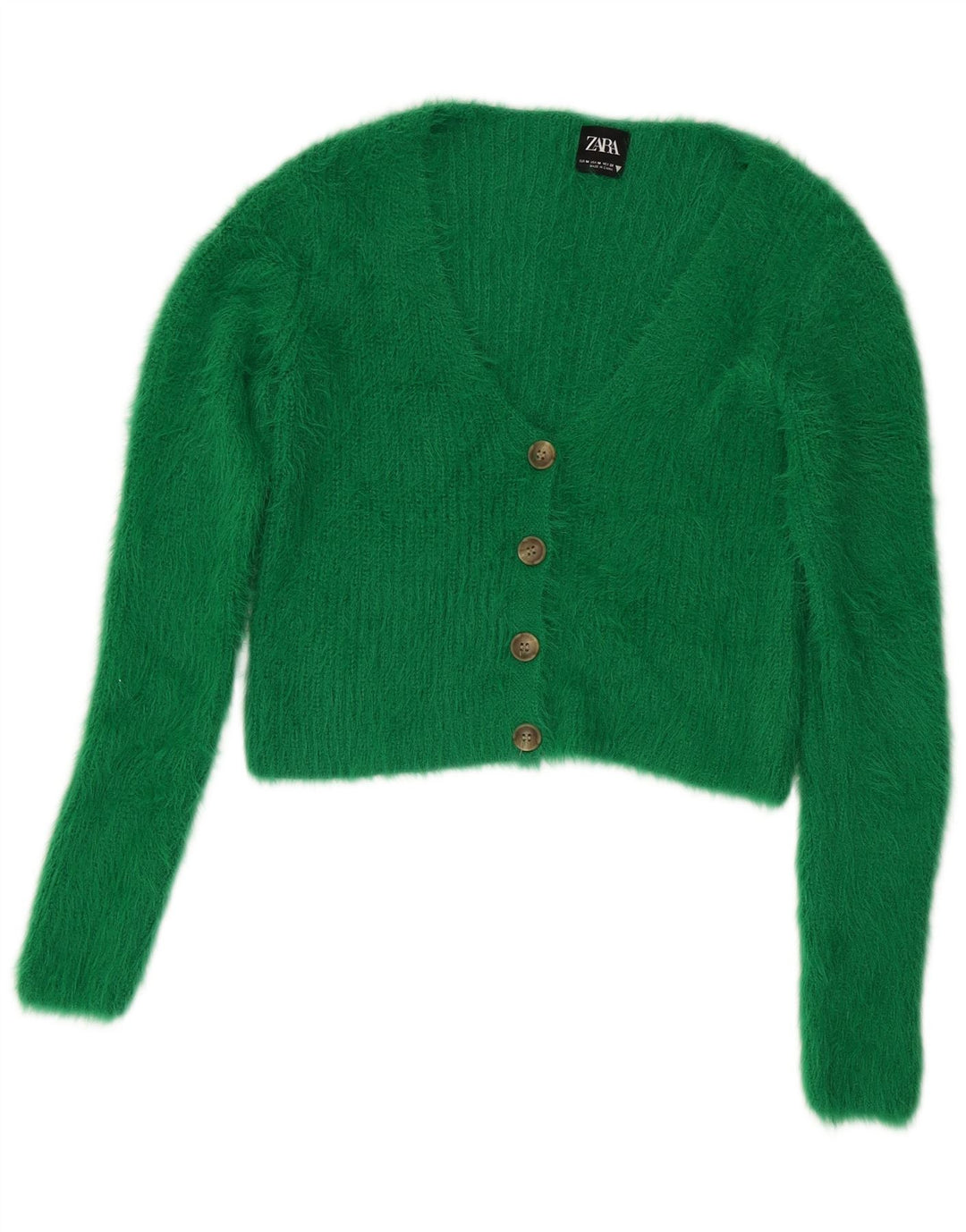 Sweter damski Zara Crop Cardigan UK 12 Średni zielony nylon