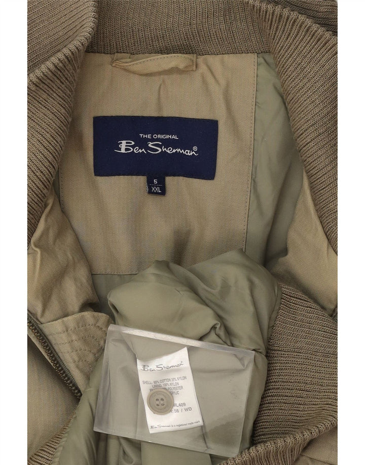 BEN SHERMAN Mens Bomber Jacket UK 44 2XL Khaki Cotton Vintage Ben Sherman and Second-Hand Ben Sherman from Messina Hembry 