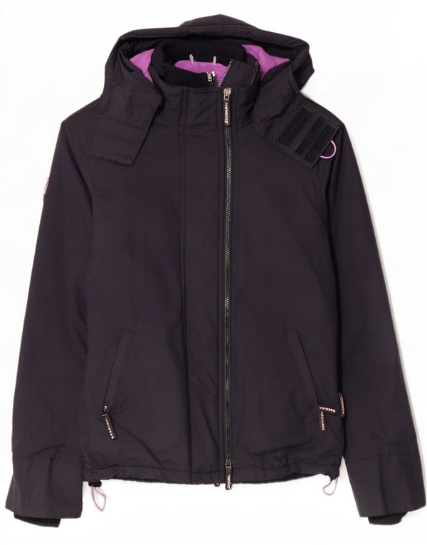 Damska kurtka wiatrówka z kapturem Superdry UK 14, średni granat