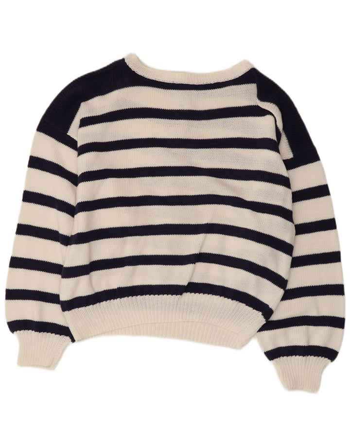 Sweter damski VINTAGE z dekoltem w łódkę UK 14, duży, granatowy, morski