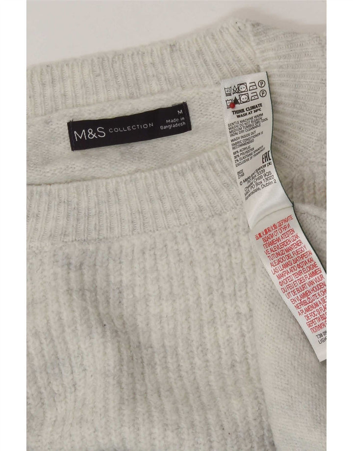 Marks & Spencer Damski sweter z okrągłym dekoltem UK 14 w średnie szare paski