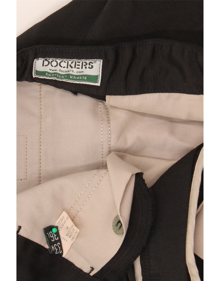 DOCKERS Męskie proste spodnie chino w kolorze khaki W33 L30 Czarna bawełna