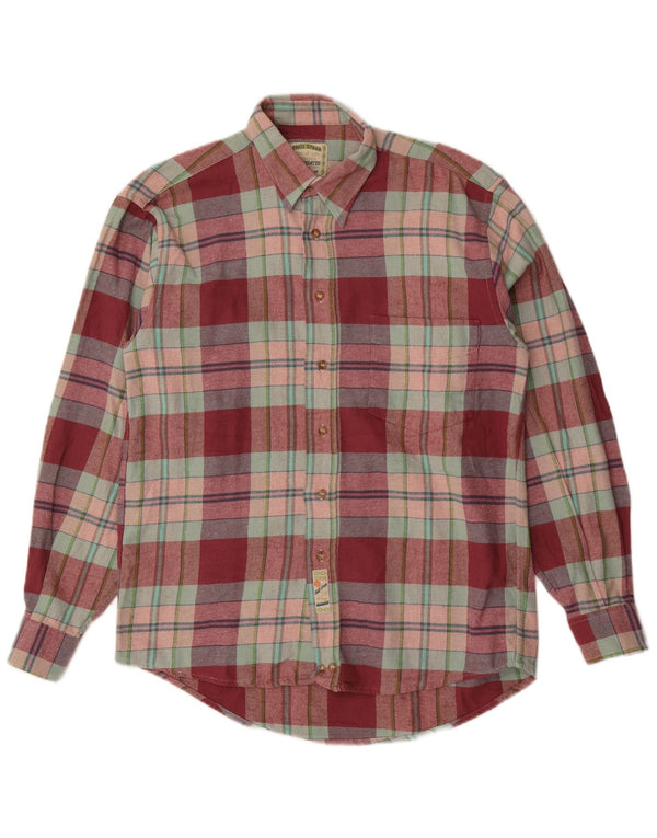 Męska koszula flanelowa w stylu vintage, rozmiar 40 15 3/4, średnia czerwona kratka
