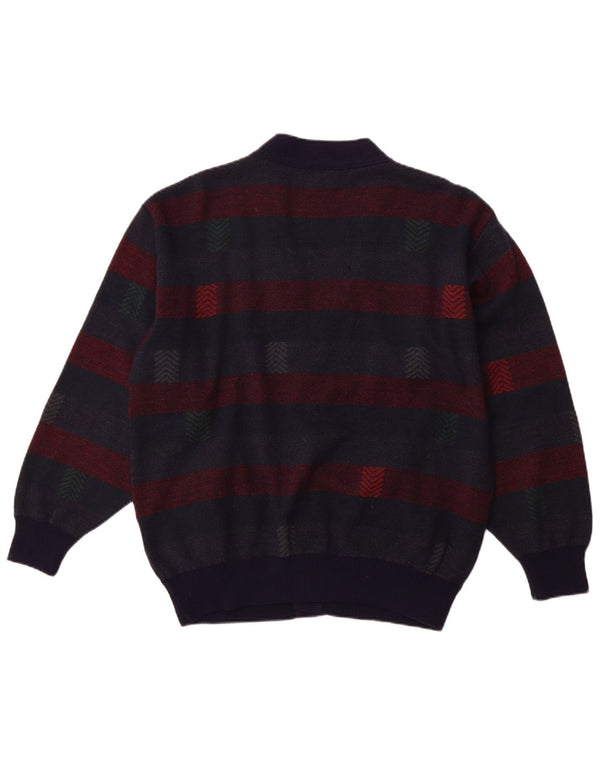 PIERRE SANGAN Męski sweter rozpinany XL, wełniany w granatowe paski