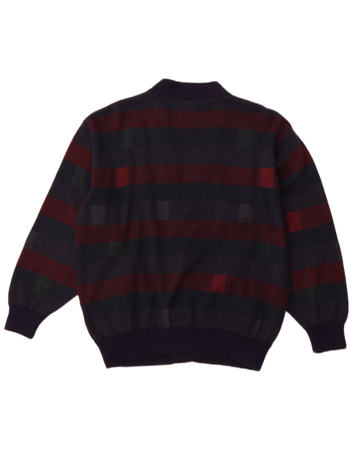 PIERRE SANGAN Męski sweter rozpinany XL, wełniany w granatowe paski