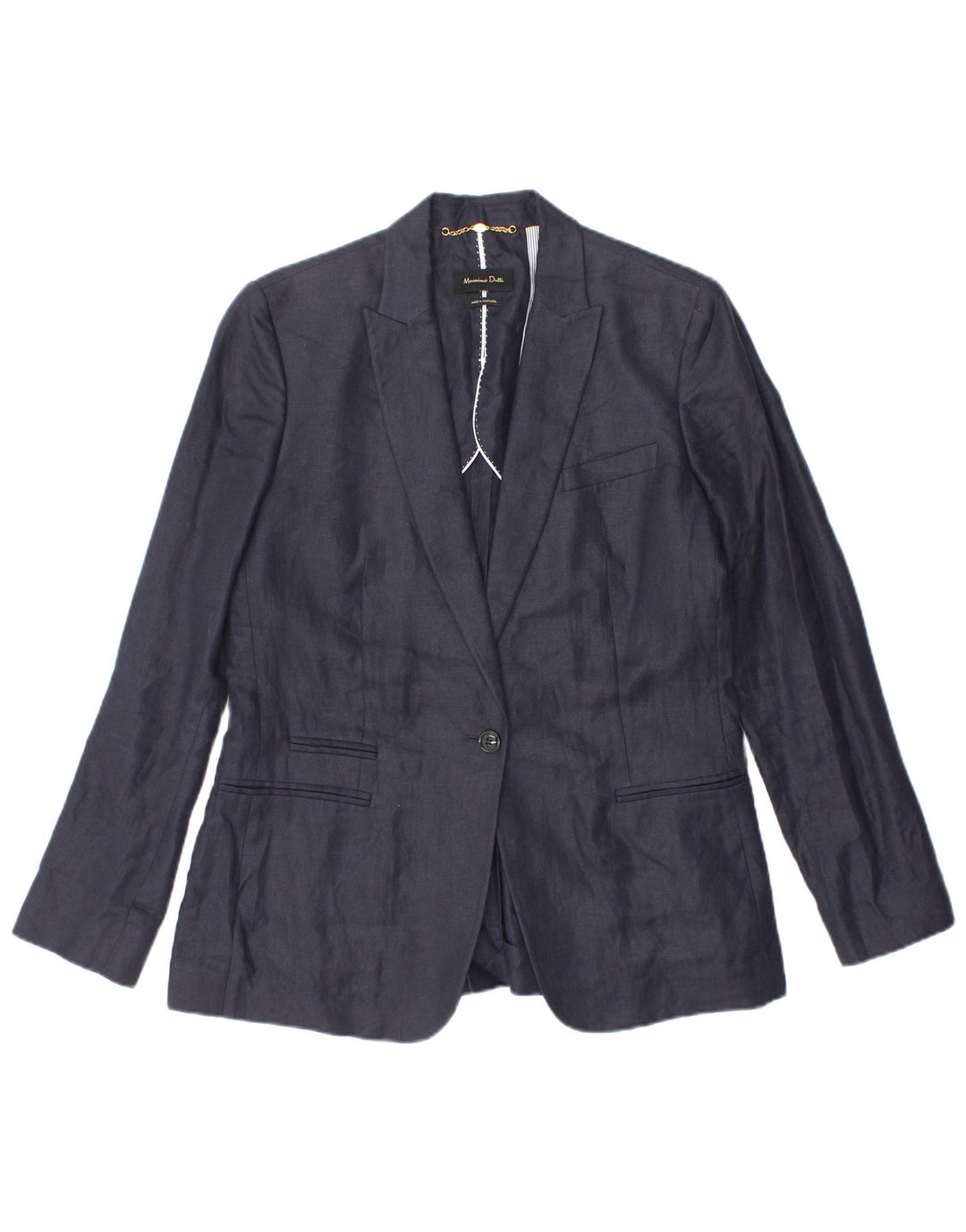 MASSIMO DUTTI Womens 1 Button Blazer Jacket EU 44 XL Navy Blue