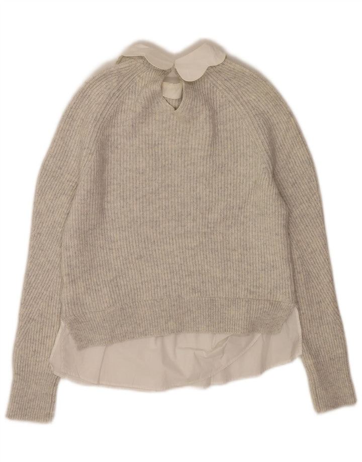 Damski sweter oversize Ted Baker z okrągłym dekoltem US 0 2XS, szara wełna