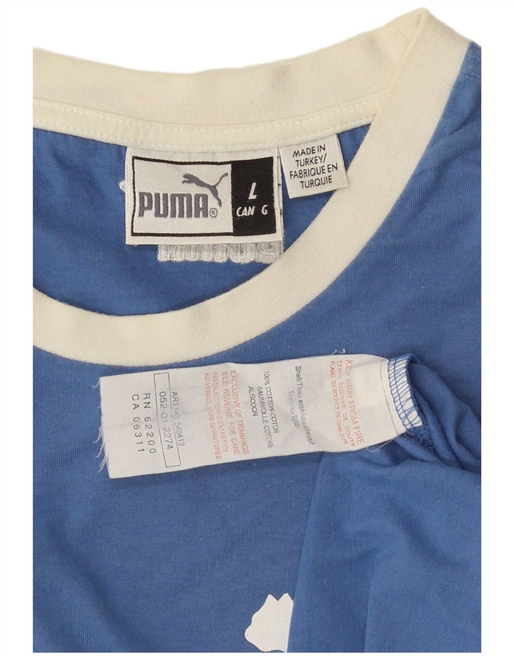 Męski T-shirt z grafiką Puma, duży, niebieski, bawełniany