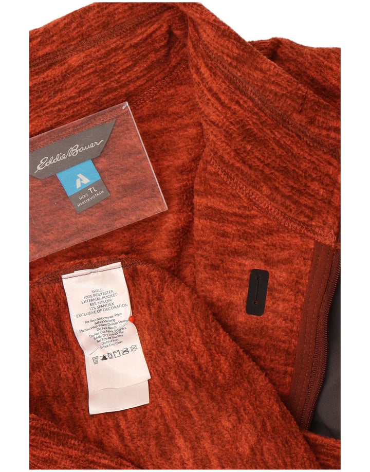 Męski sweter polarowy Eddie Bauer z zamkiem błyskawicznym, duży, pomarańczowy, nakrapiany poliester