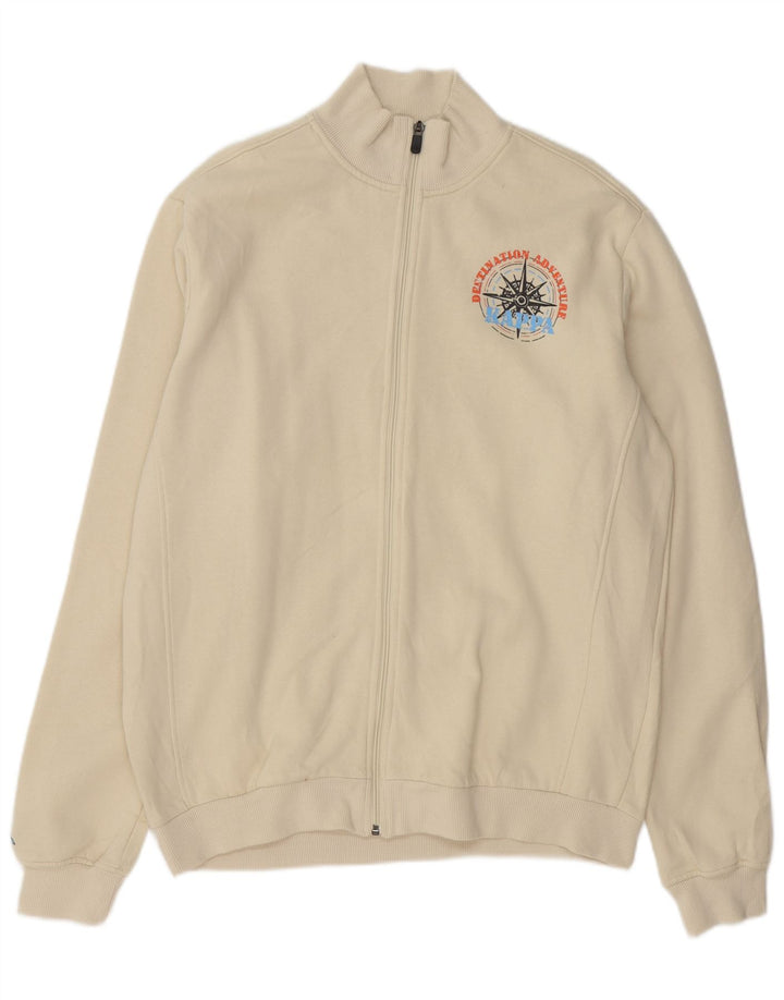 Męska bluza dresowa Kappa z grafiką, duża, bawełniana w kolorze złamanej bieli