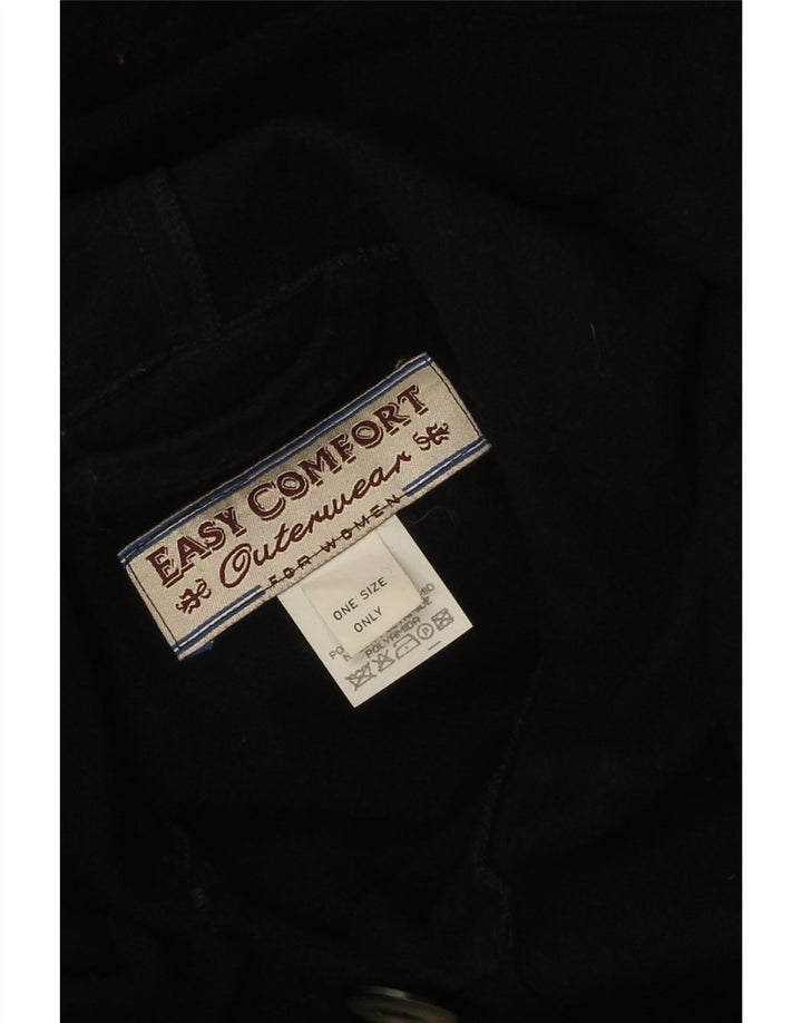 Damski płaszcz poncho z kapturem Easy Comfort w jednym rozmiarze, czarna wełna