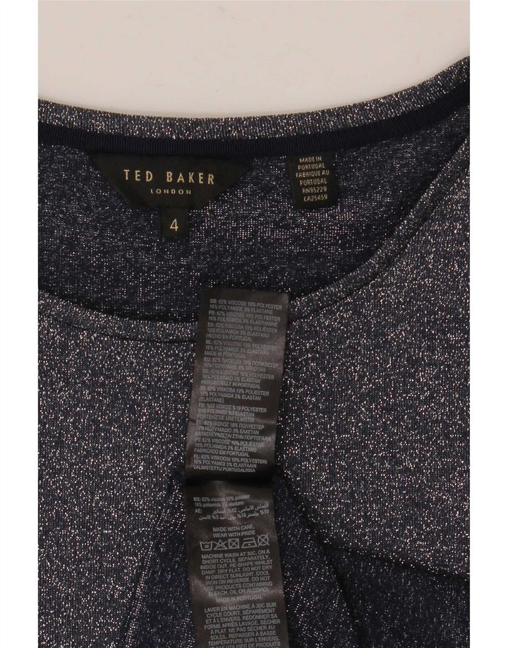 Damska koszulka Ted Baker, rozmiar 4, duża, granatowa, nakrapiana wiskoza
