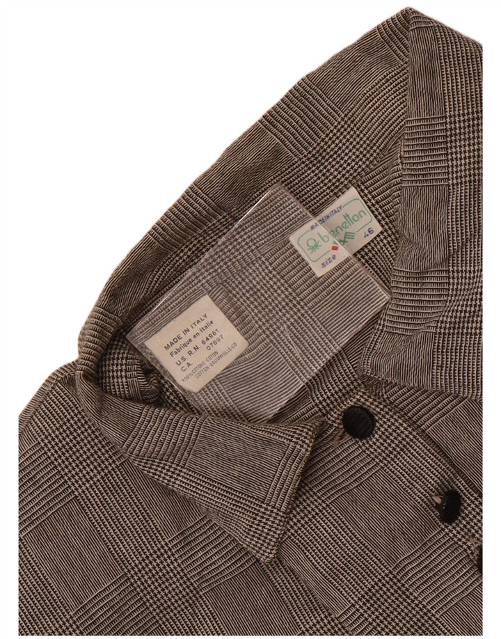 Damska bluzka koszulowa Benetton IT 46, duża, szara, bawełniana krata