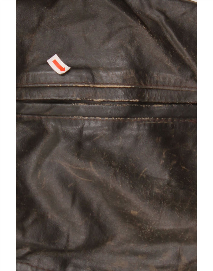 Damska kurtka skórzana VINTAGE z rękawem 3/4 UK 14, średnia brązowa skóra