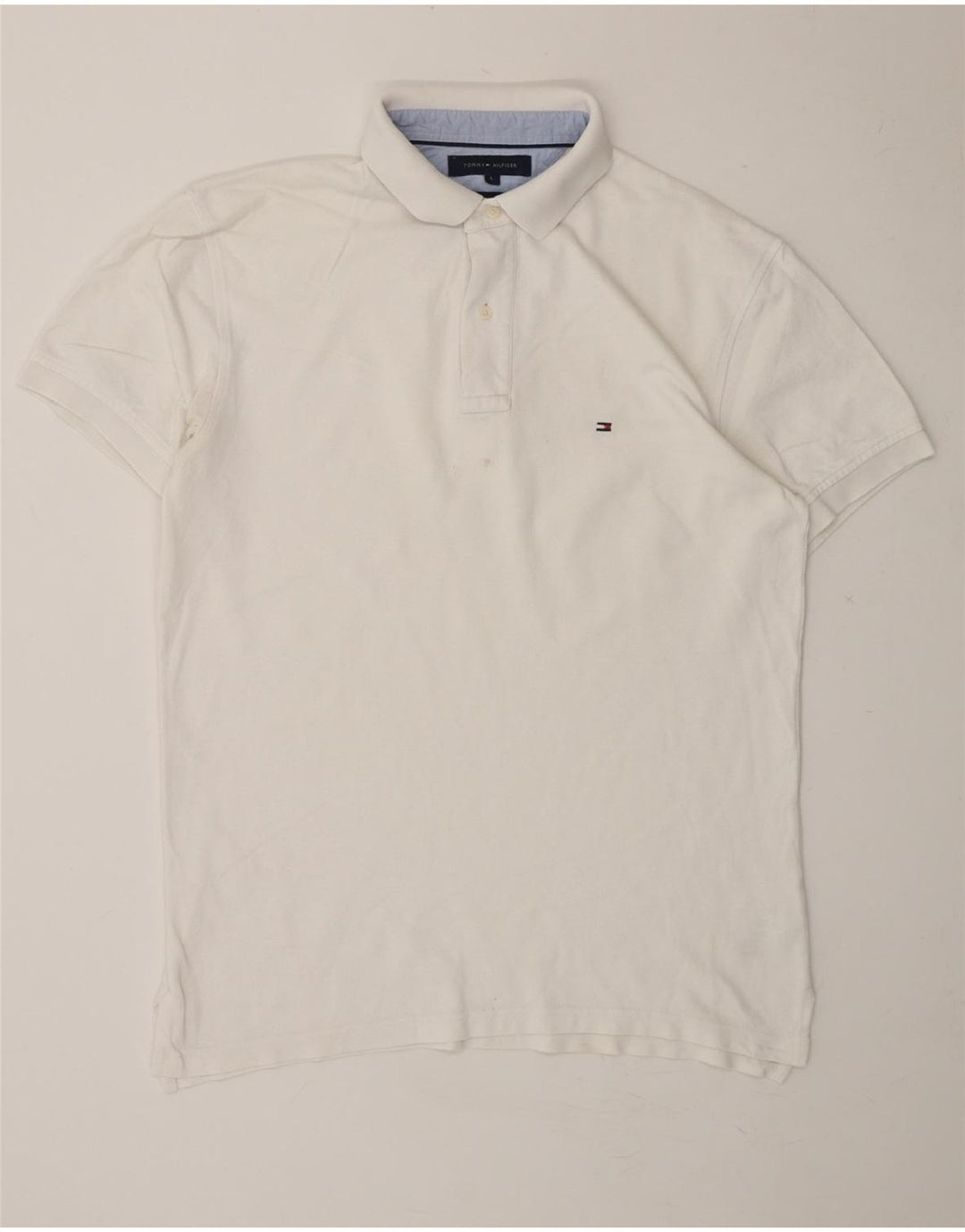 TOMMY HILFIGER Mens Polo Shirt Large White Cotton Vintage Tommy Hilfiger and Second-Hand Tommy Hilfiger from Messina Hembry 