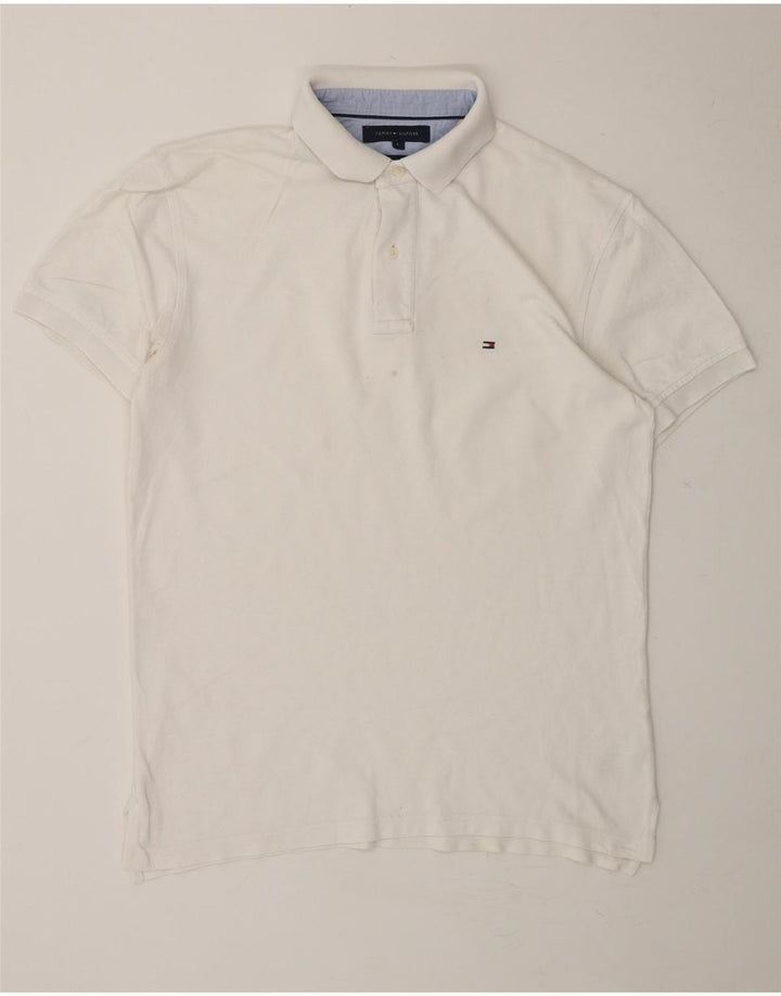 TOMMY HILFIGER Mens Polo Shirt Large White Cotton Vintage Tommy Hilfiger and Second-Hand Tommy Hilfiger from Messina Hembry 