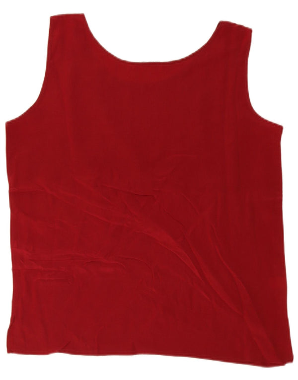 Damska bluzka bez rękawów w stylu vintage, krótka, UK 20 2XL, czerwona jedwabna