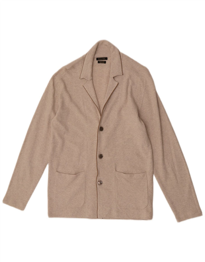 Męski sweter rozpinany Massimo Dutti w kolorze średniego beżu, bawełniany