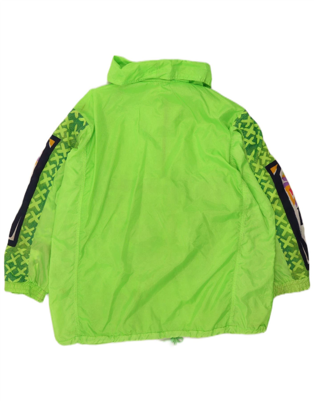Vintage męska kurtka przeciwdeszczowa Anorak UK 40, duża, zielona, geometryczna, poliester