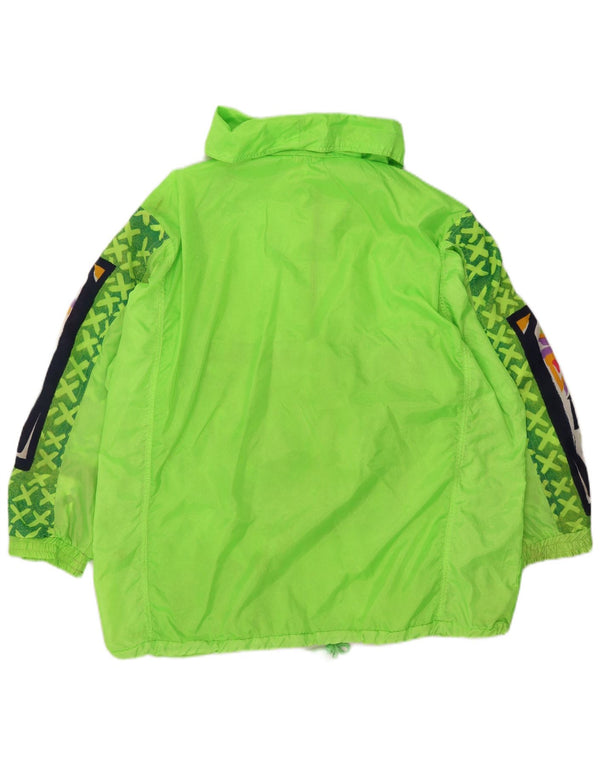 Vintage męska kurtka przeciwdeszczowa Anorak UK 40, duża, zielona, geometryczna, poliester