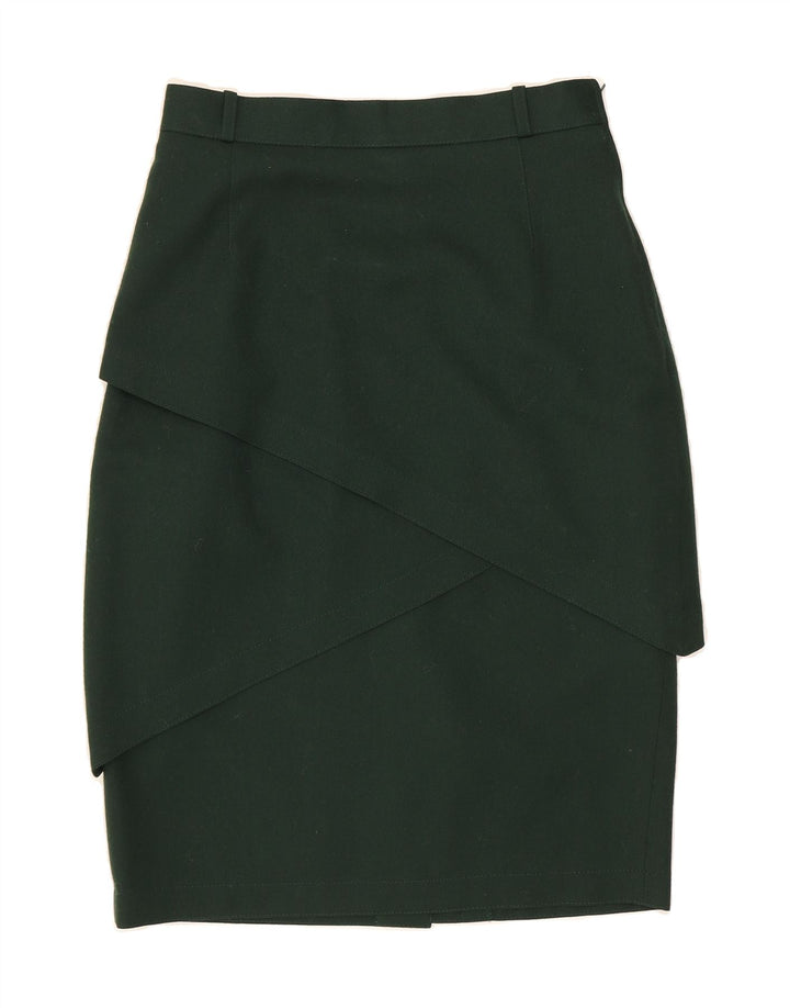 VINTAGE Womens Pencil Skirt EU 38 Medium W29 Green New Wool Vintage Vintage and Second-Hand Vintage from Messina Hembry 