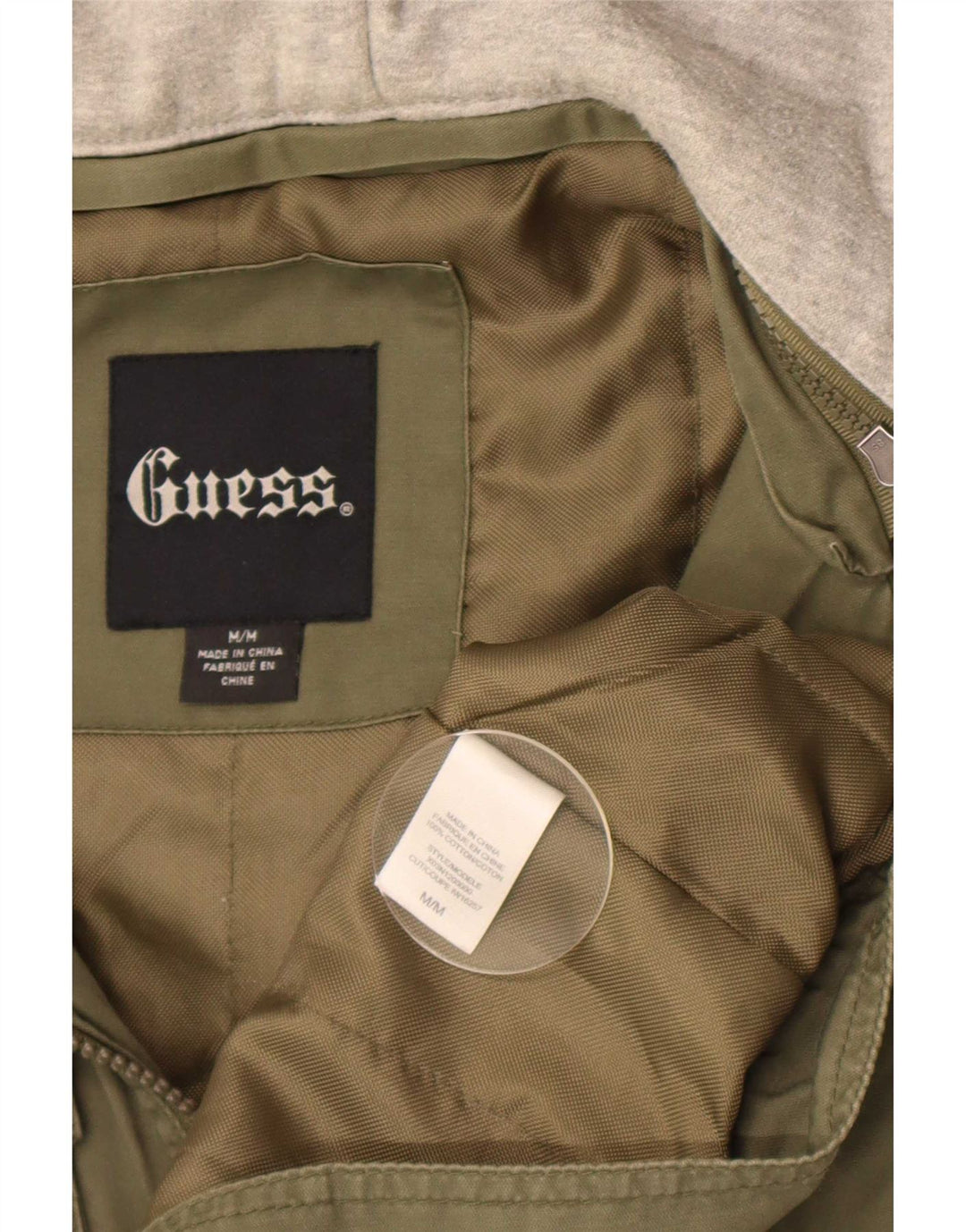 Męska kurtka użytkowa z kapturem Guess Graphic UK 38 w kolorze średniego khaki