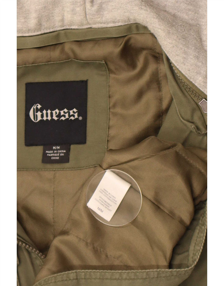 Męska kurtka użytkowa z kapturem Guess Graphic UK 38 w kolorze średniego khaki