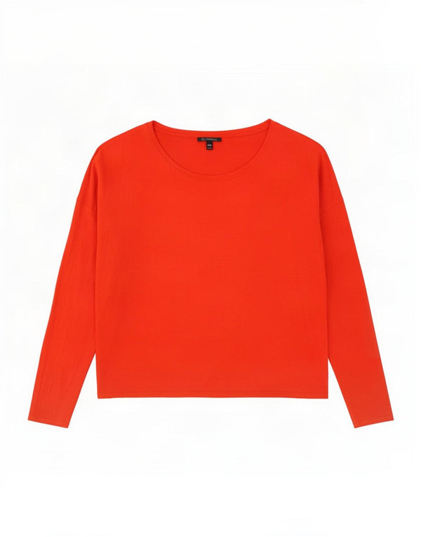 Topshop damski top oversize z długim rękawem UK 14, duży, czerwony, wiskoza
