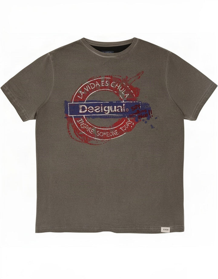 Męski T-shirt z grafiką Desigual Top Medium Grey