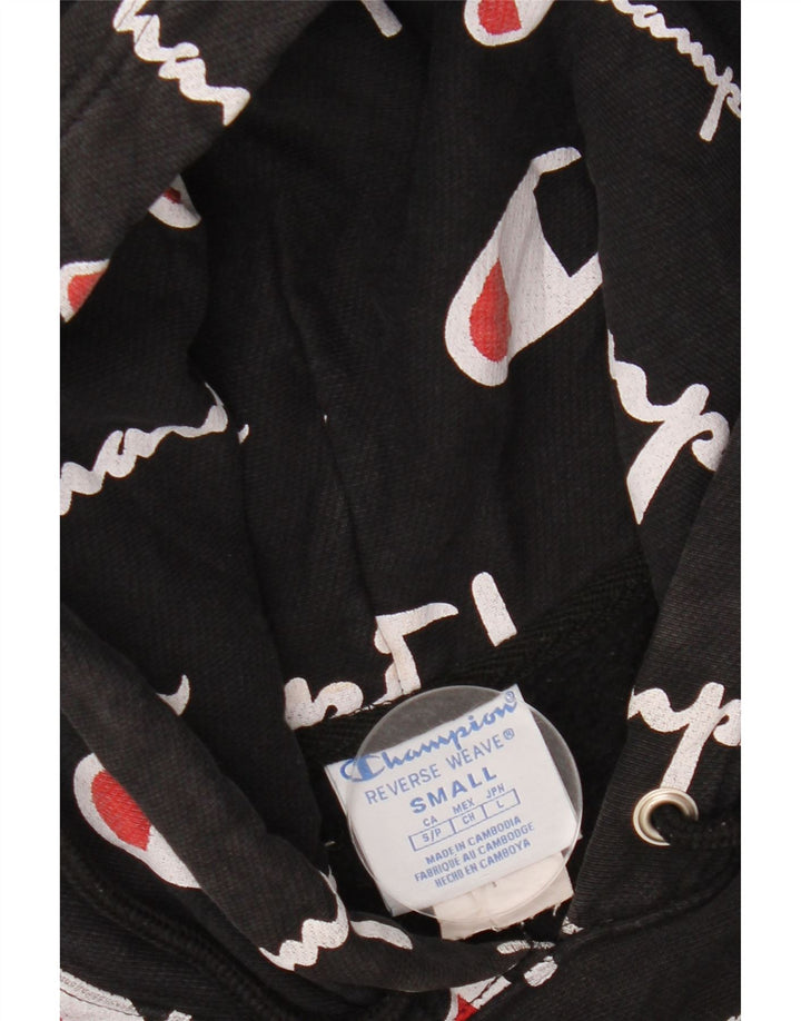 Męski sweter z kapturem i grafiką CHAMPION, mały, czarny, bawełniany