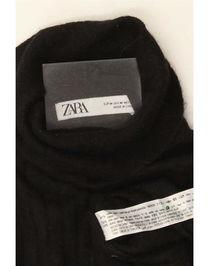 Damski sweter z golfem Zara UK 12, średni czarny nylon