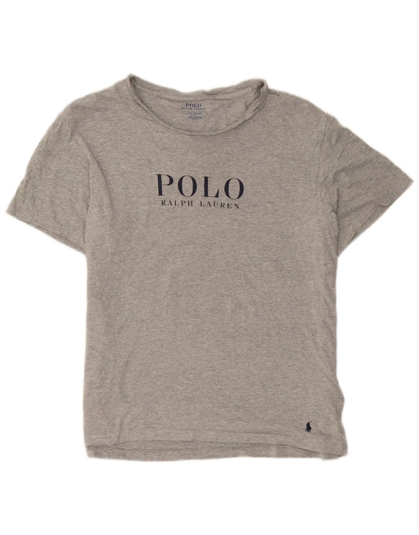 Damska koszulka Polo Ralph Lauren z grafiką Top UK 16, duża, szara bawełna