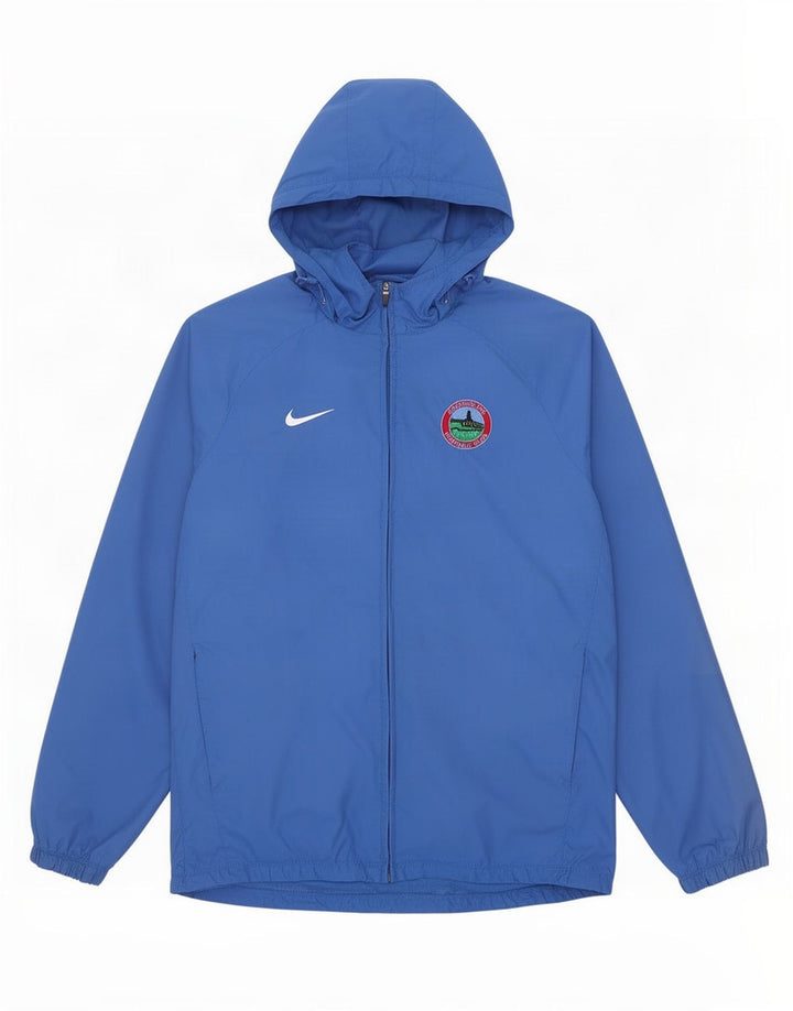 Męska kurtka przeciwdeszczowa z kapturem Nike UK 40, duża, niebieska, nylonowa