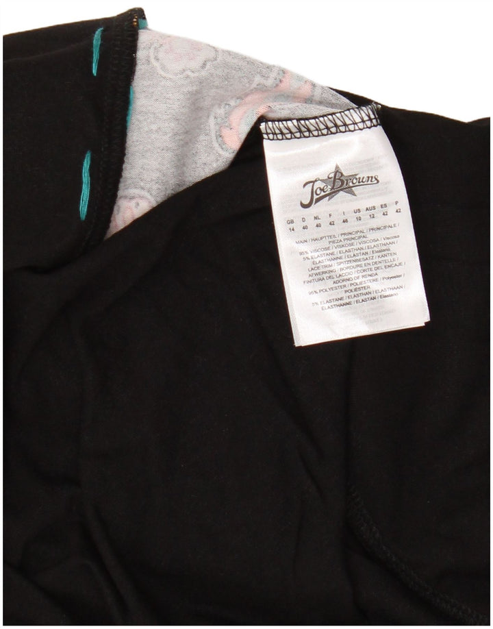 Damski top Joe Browns z długim rękawem UK 14, średni czarny, kwiatowy, wiskoza