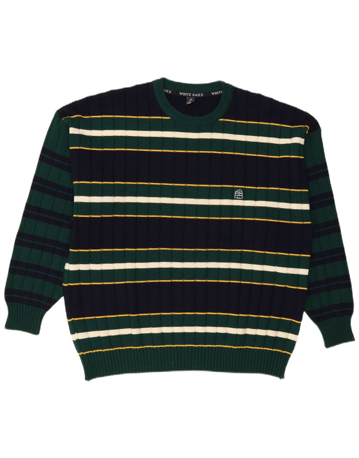 Męski sweter z okrągłym dekoltem White Sails 2XL w granatowe paski