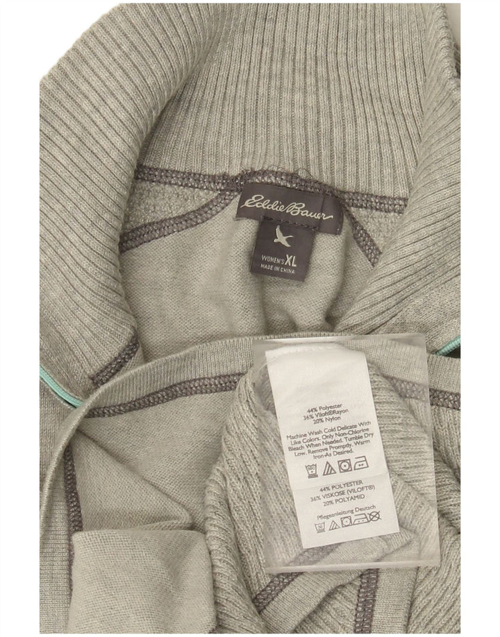 Damski sweter zapinany na zamek EDDIE BAUER UK 18 XL Szary poliester