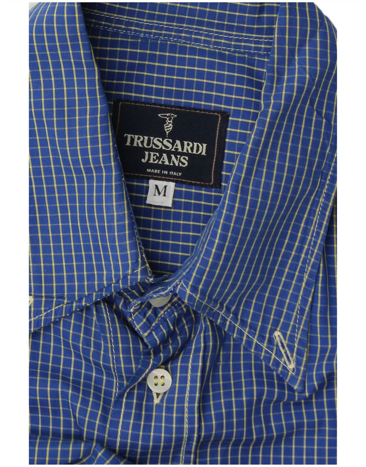 Męska koszula flanelowa Trussardi Jeans w średnią niebieską kratkę