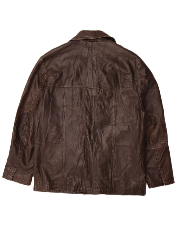 Vintage męska kurtka skórzana EU 48 średniej wielkości brązowa skóra