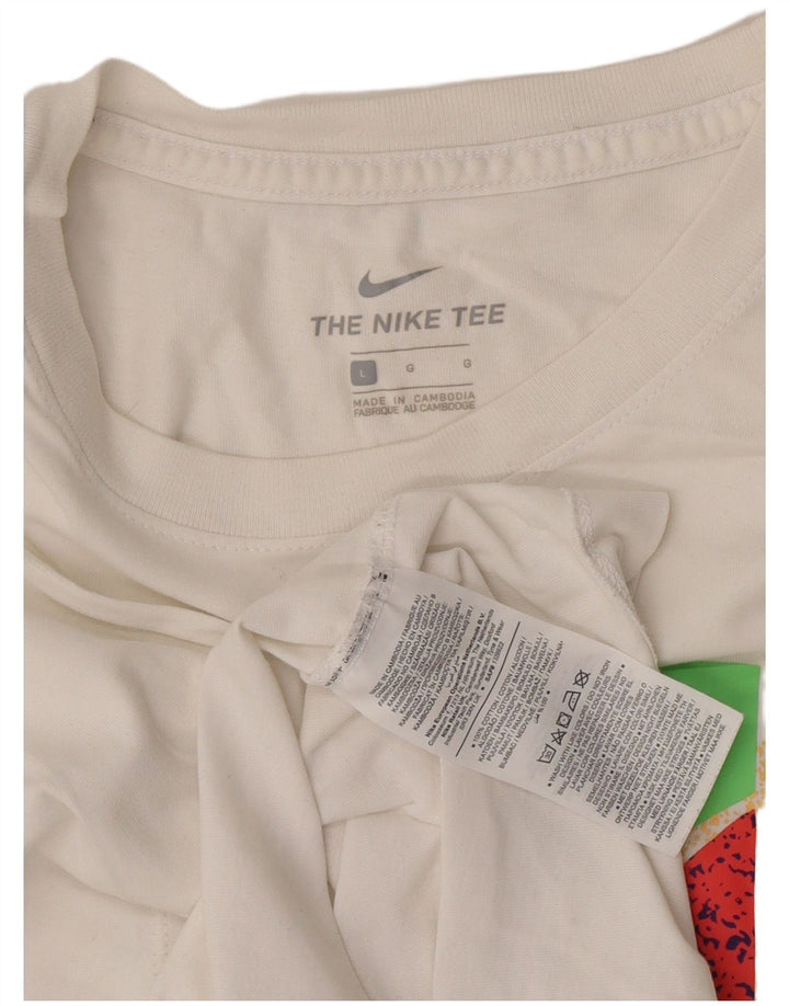 Męski T-shirt z grafiką Nike, duży, biały, bawełniany