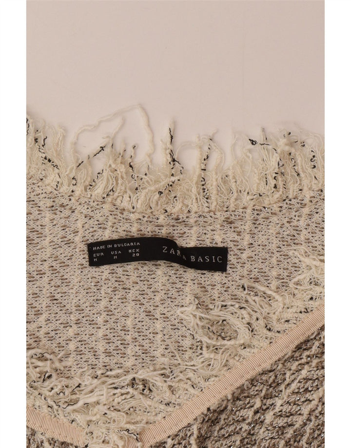 Sweter damski Zara z otwartym kardiganem UK 12, średnie szare paski