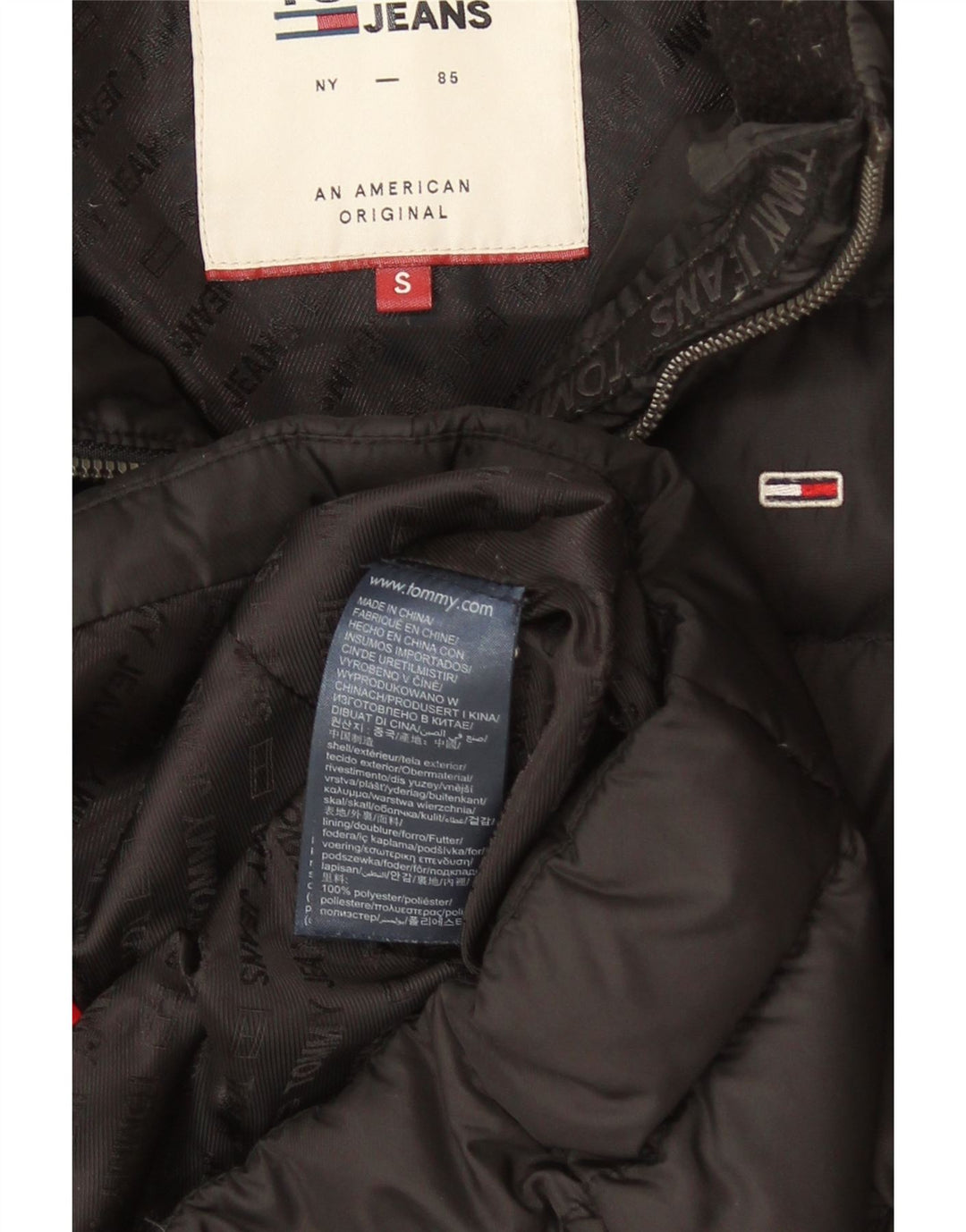 Męska ocieplana kurtka Tommy Hilfiger UK 36, mała, czarna, poliester