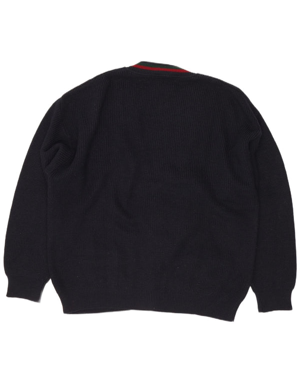Il Granchio Męski sweter rozpinany XL Granatowa, geometryczna wełna