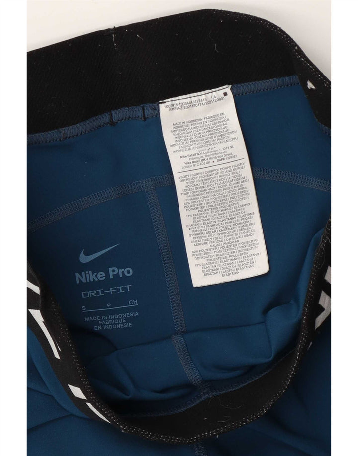 Damskie legginsy Nike Dri Fit Graphic UK 10, mały, niebieski, poliester z blokami kolorów